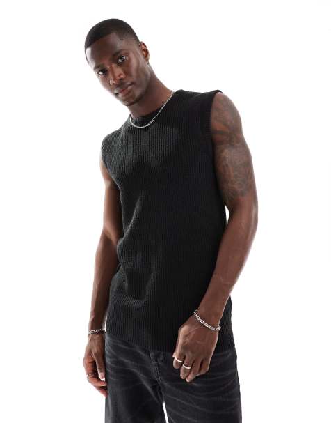 Brave Soul knitted crew neck vest in black - view 1