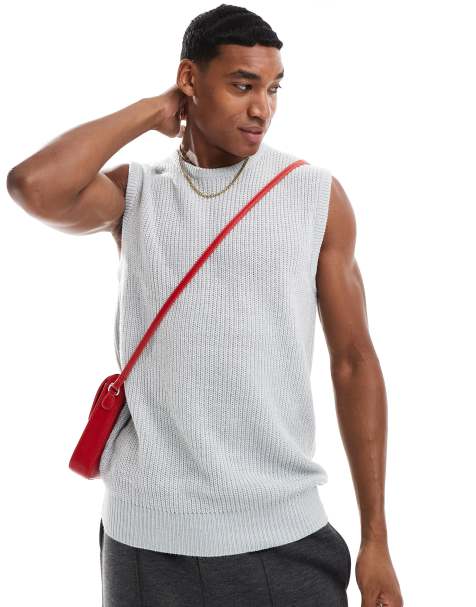 Brave Soul knitted crew neck vest in ecru marl - view 1