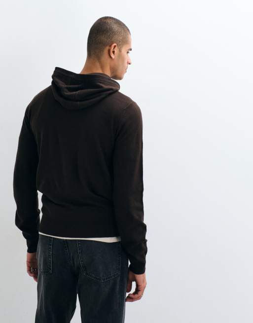 Brave Soul knitted hoodie in dark chocolate brown, 3 of 5