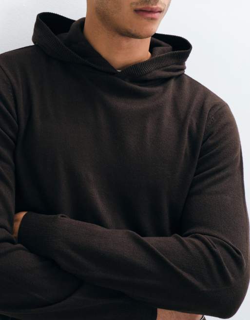 Brave Soul knitted hoodie in dark chocolate brown, 4 of 5