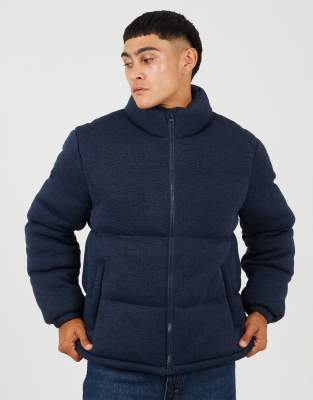 Brave Soul Knitted padded jacket in navy