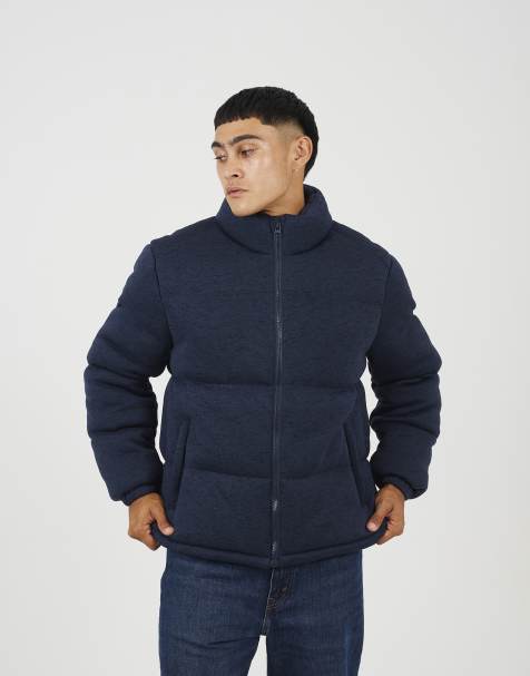 Brave Soul Knitted padded jacket in navy - view 1