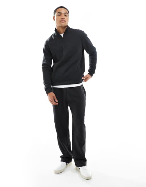 Brave Soul knitted quarter zip funnel neck jumper in black, 2 of 5