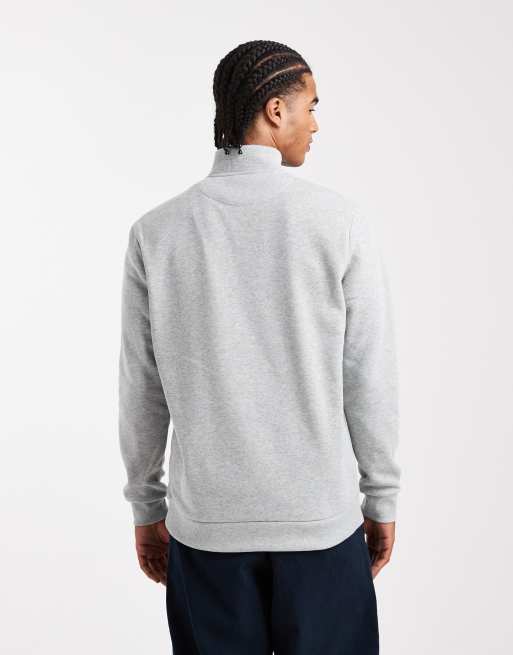 Brave Soul knitted quarter zip funnel neck jumper in light grey, 3 of 5