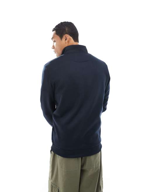 Brave Soul knitted quarter zip funnel neck jumper in navy, 3 of 5