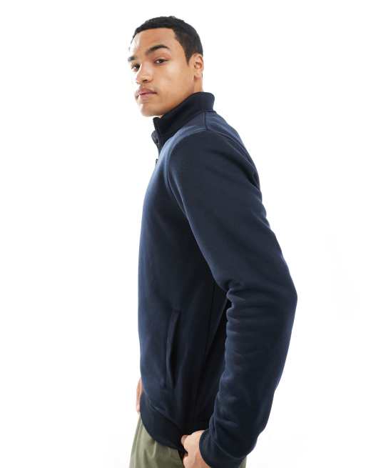 Brave Soul knitted quarter zip funnel neck jumper in navy, 4 of 5
