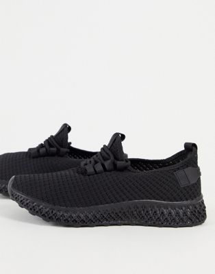 Brave Soul knitted runner trainers in black