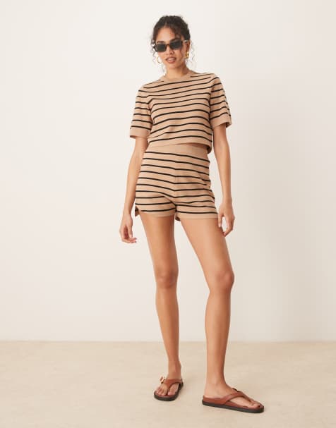 Brave Soul knitted set in tan and black stripe - view 1