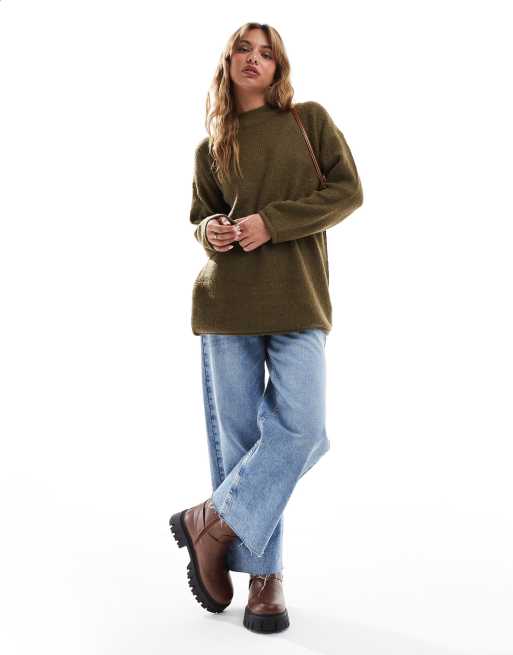 Brave Soul knitted turtle neck jumper in khaki
