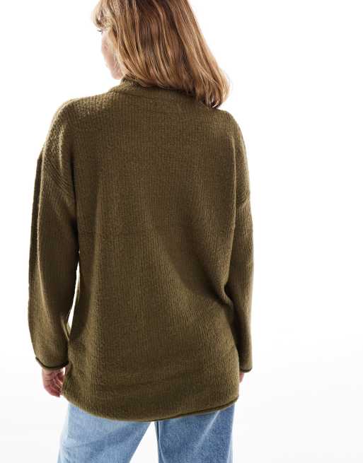 Brave Soul knitted turtle neck jumper in khaki