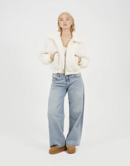 Brave Soul kort jack met faux-fur in crème, 3 van 4