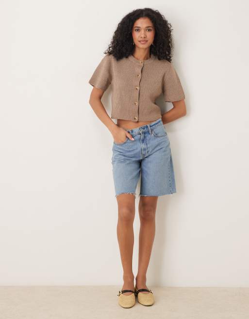 Brave Soul - Kortærmet mokkabrun cardigan, 2 af 4