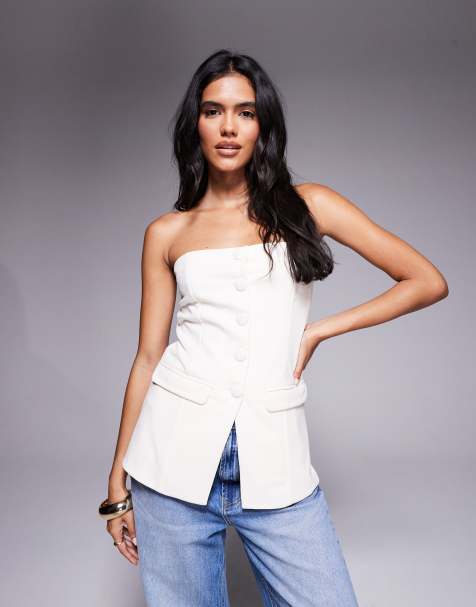 Brave Soul – Kremowy elegancki top-kamizelka bandeau - view 1