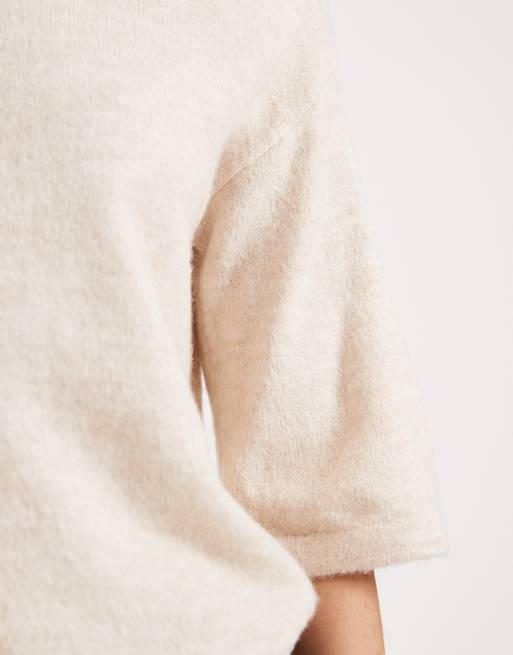 Brave Soul – Kurzärmlige Strickjacke in Creme mit lockerem Schnitt, 3 von 4