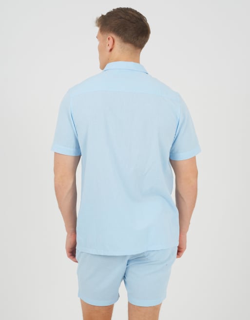 Brave Soul – Kurzärmliges Hemd in Hellblau mit Knopfleiste und Brusttasche, 2 von 4