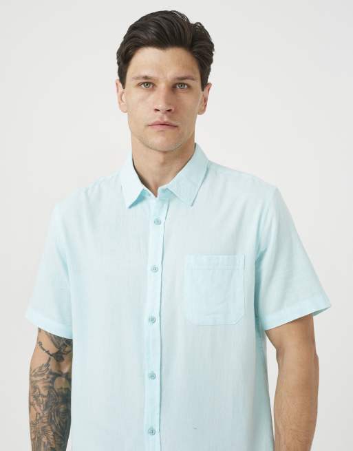 Brave Soul kurzärmliges Hemd mit Knopfleiste und Brusttasche in Mint, 4 von 4