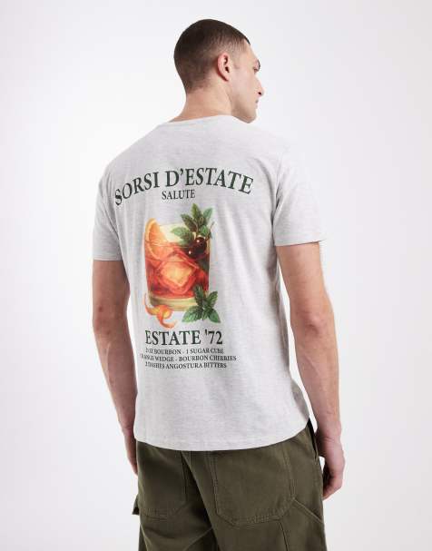 Brave Soul – Kurzärmliges T-Shirt in Grau mit Cocktail-Print - view 1