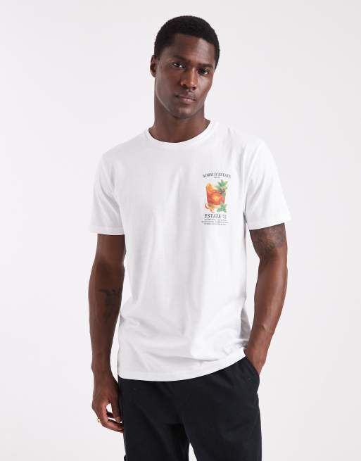 Brave Soul – Kurzärmliges T-Shirt in Weiß mit Cocktail-Print, 3 von 5