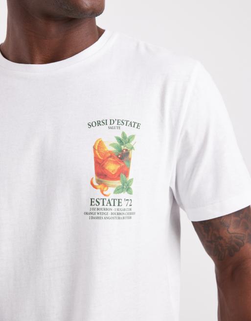 Brave Soul – Kurzärmliges T-Shirt in Weiß mit Cocktail-Print, 5 von 5