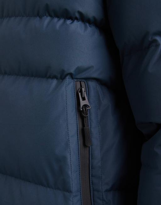 Brave Soul – Kurze Steppjacke in Marineblau mit Kapuze und Bahnendesign, 5 von 5