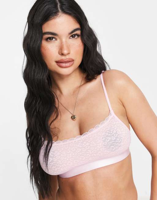 ASOS DESIGN Lilli lace and mesh soft bodysuit in dusty pink