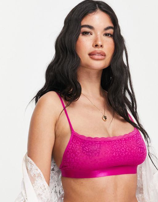 Brave Soul Lace Crop Bralette In Red for Women