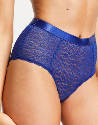 Brave Soul lace high waisted brief in navy