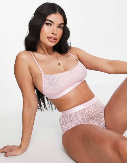 Brave Soul lace high-waisted briefs in baby pink, 3 of 4