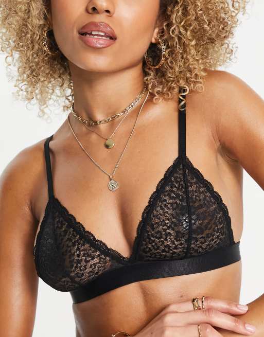 ASOS DESIGN Avia triangle bra & briefs in black