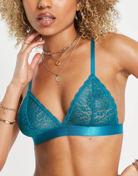 Brave Soul lace triangle bralette in green - view 1