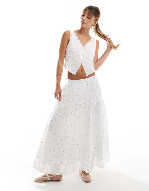 Brave Soul lace trim button up vest in white - view 1
