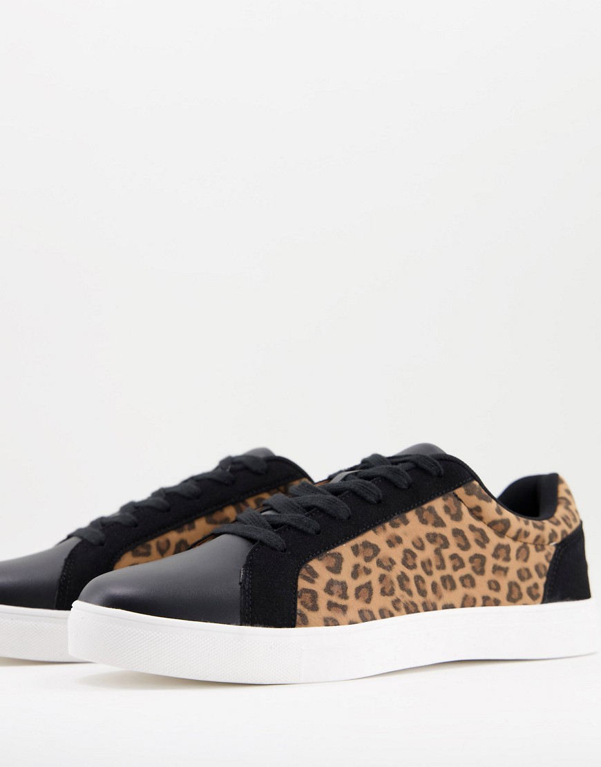 Brave Soul lace up sneakers in leopard-Multi