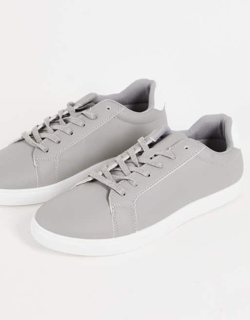 Brave Soul lace up trainers with contrast back panel in grey