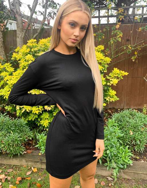 Brave Soul – Lana – Lounge-T-Shirtkleid in Schwarz