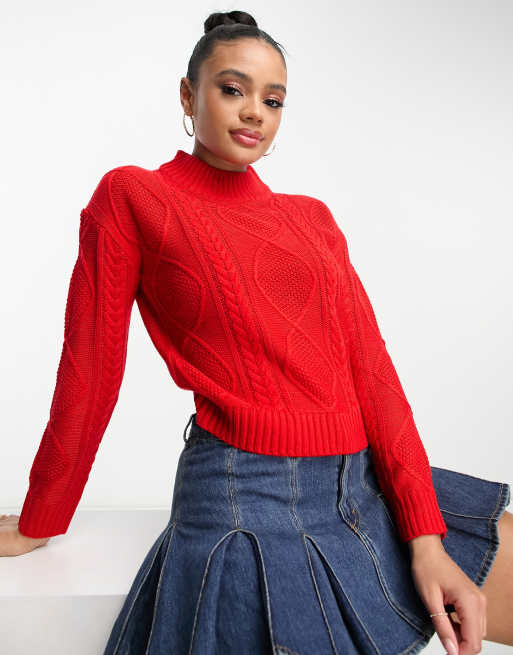 Red cable hot sale knit sweater