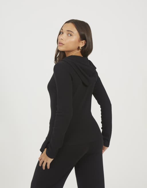 Brave Soul – Langärmlige Kapuzenjacke in Schwarz mit Reißverschluss, 4 von 4