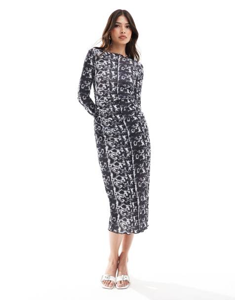 Brave Soul – Langärmliges, hochgeschlossenes Kleid aus Netzstoff mit Batikmuster - view 1