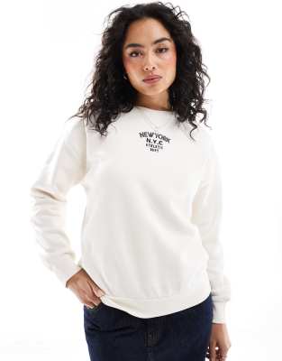 Brave Soul - Langärmliges Sweatshirt in Creme-Weiß