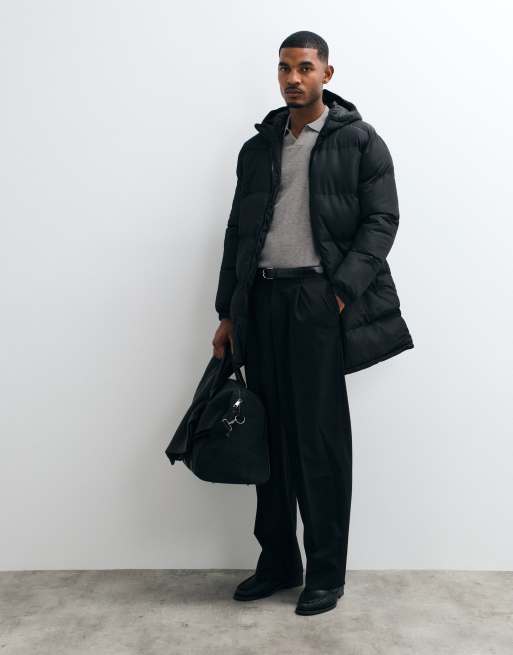 Brave Soul lange wattierte Jacke mit Kapuze in Schwarz, 3 von 5