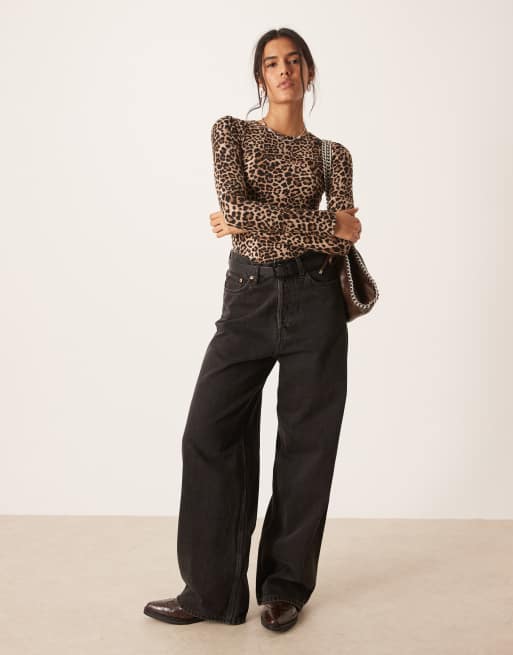 Brave Soul - Langærmet top med rund hals og leopardprint i blødt jersey, 2 af 4