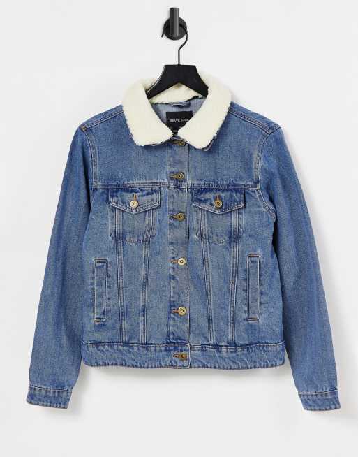 Brave soul denim hotsell jacket with borg collar