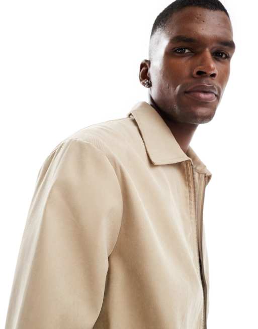Brave Soul – Leichte Harrington-Jacke in Stein, 2 von 4