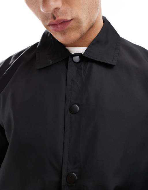 Brave Soul – Leichte Trainingsjacke in Schwarz mit Druckknopfverschluss und elastischem Saum, 4 von 4