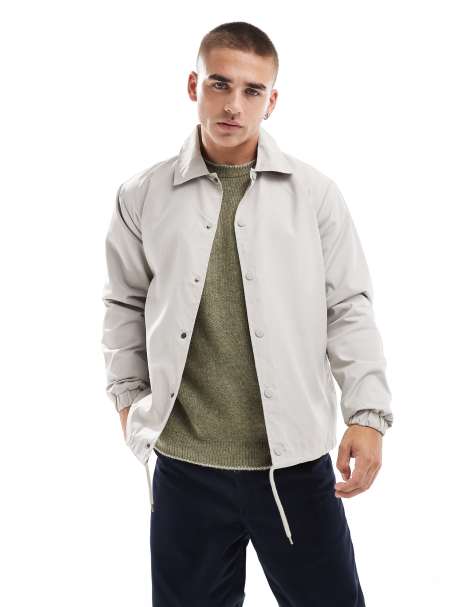 Brave Soul – Leichte Trainingsjacke in Stein mit Druckknopfverschluss und elastischem Saum - view 1