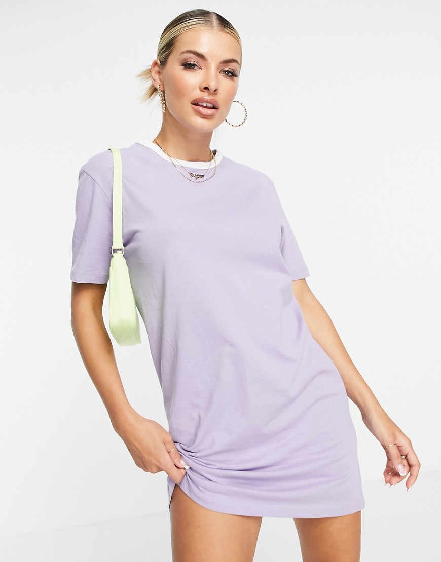 Brave Soul lenie ringer t-shirt dress-Purple