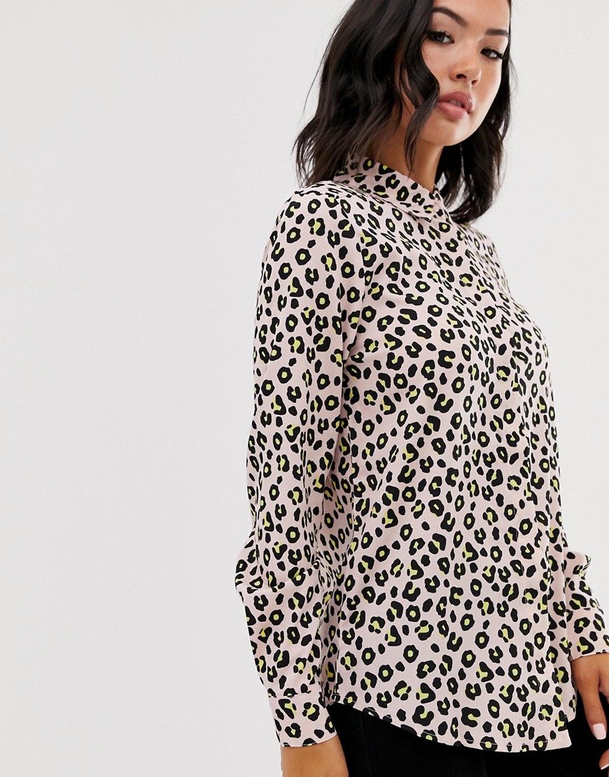 Brave Soul – Leopardmönstrad skjorta-Flerfärgad