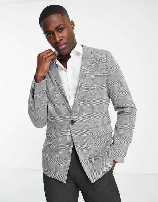 Light grey check blazer new arrivals