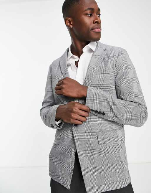 Grey black shop check blazer