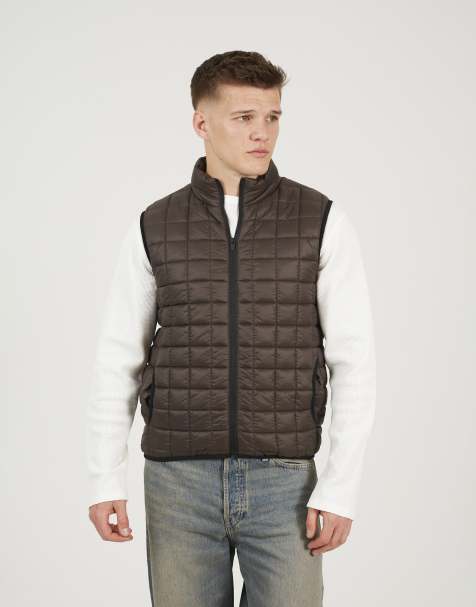 Brave Soul Lightly padded box quilted gilet in dark brown - view 1