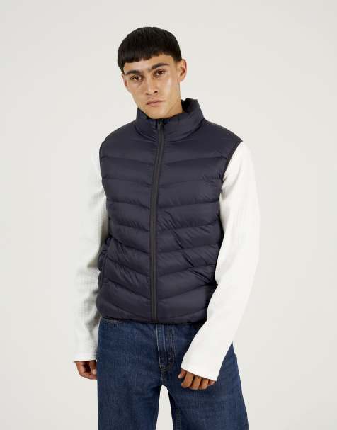Brave Soul Lightly padded quilted gilet in navy - view 1